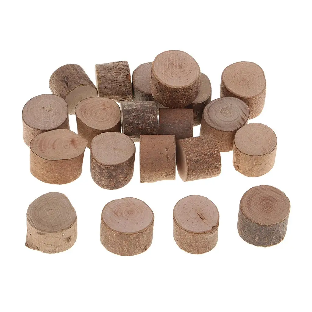 30Pcs Mixed Natural Wooden Blocks Craft Wooden diy Handmade Wood Blocks