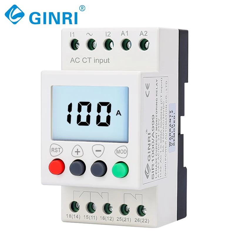 GINRI SIR1000/A999 Adjustable LCD Digital Display Current Monitoring Relays