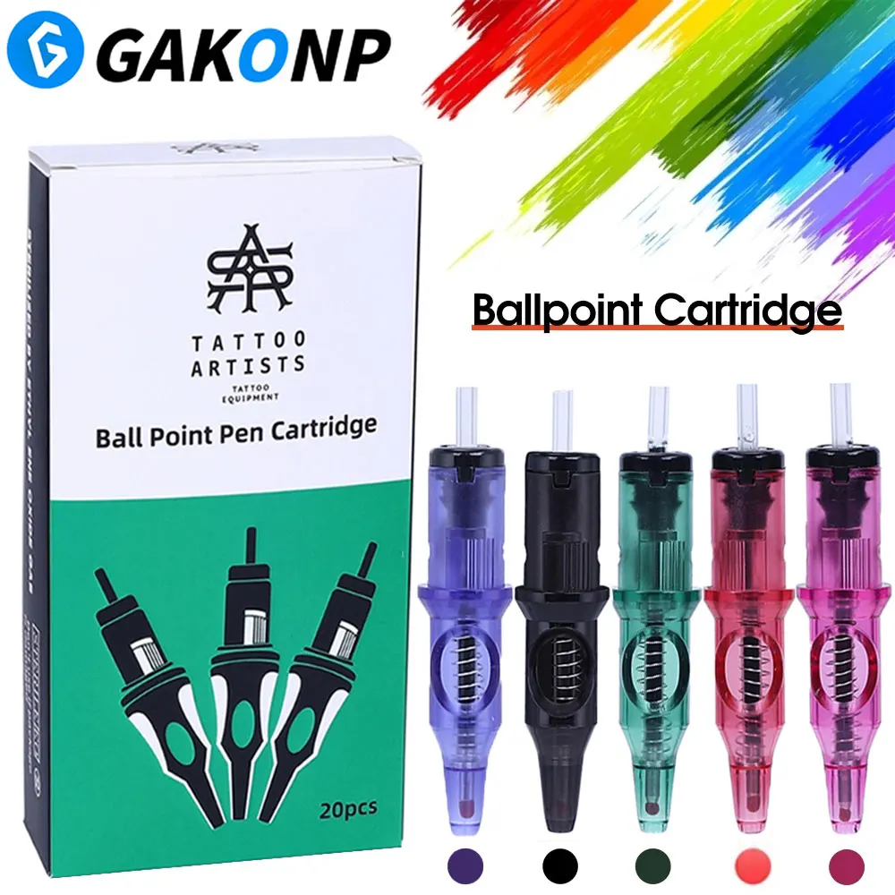 5/10/20pcs Ballpoint Tattoo Cartridge Needles 5 Color Universal Tattoo Practice Needle for Tattoo Designer Tattoo Supplies