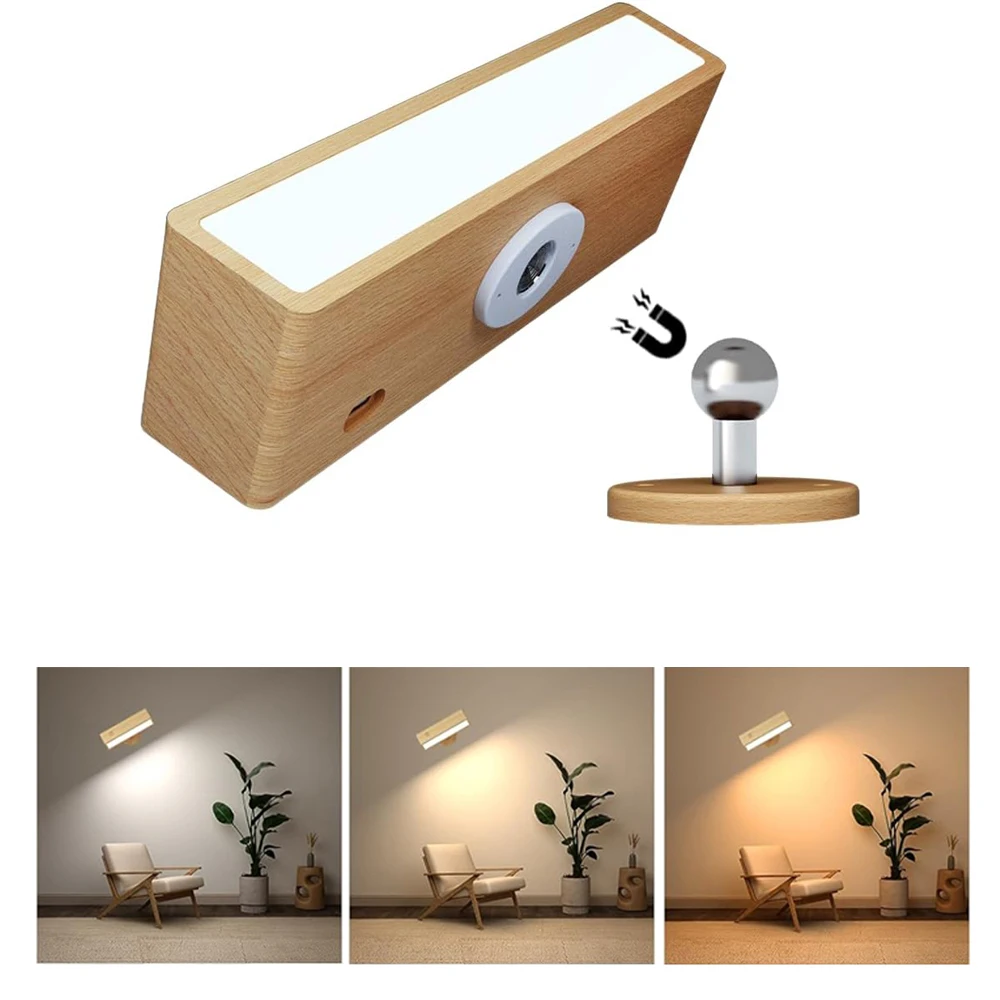 مصباح حائط LED مغناطيسي لاسلكي محمول للقراءة من النوع C قابل لإعادة الشحن 360 درجة °   مصباح كشاف لخزانة التحكم عن بعد
