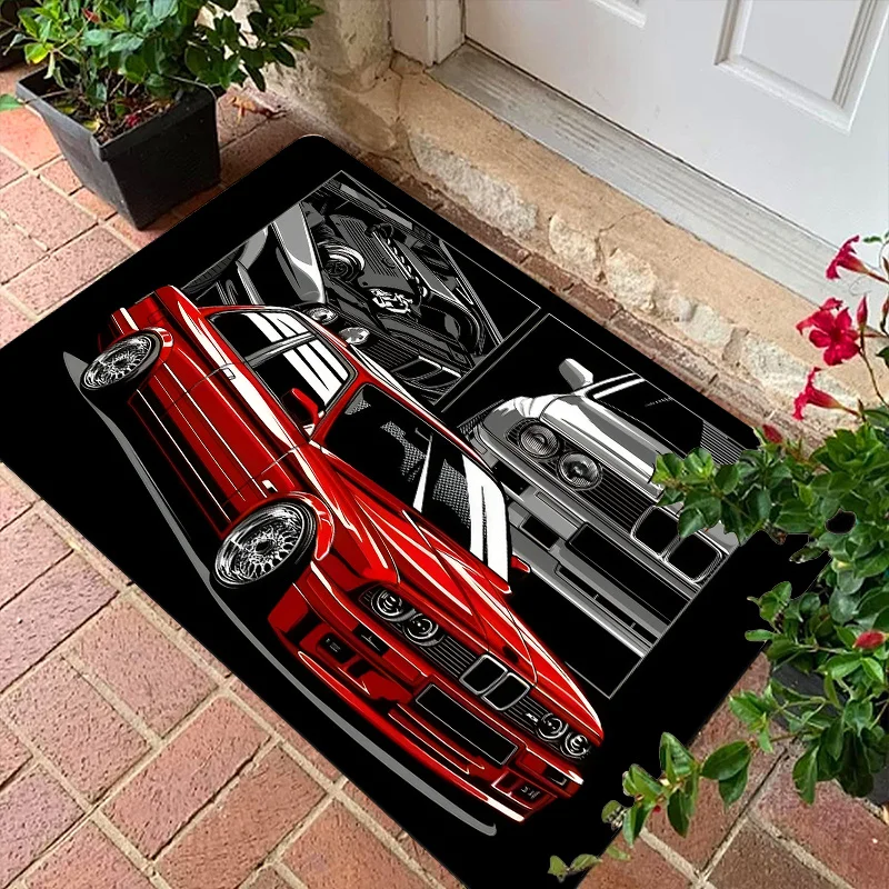 Classic Car Enthusiast Doormat Durable Non Slip Entrance Mat Perfect for Garage or Home Decor Adds Vintage Charm to Your Space