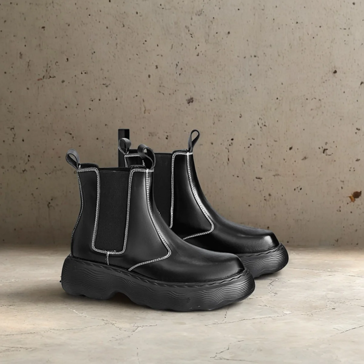 

Men's Chelsea Boots PU Leather Casual Women High Top Shoes Luxury Designer Black Sneakers For Autumn Shoe