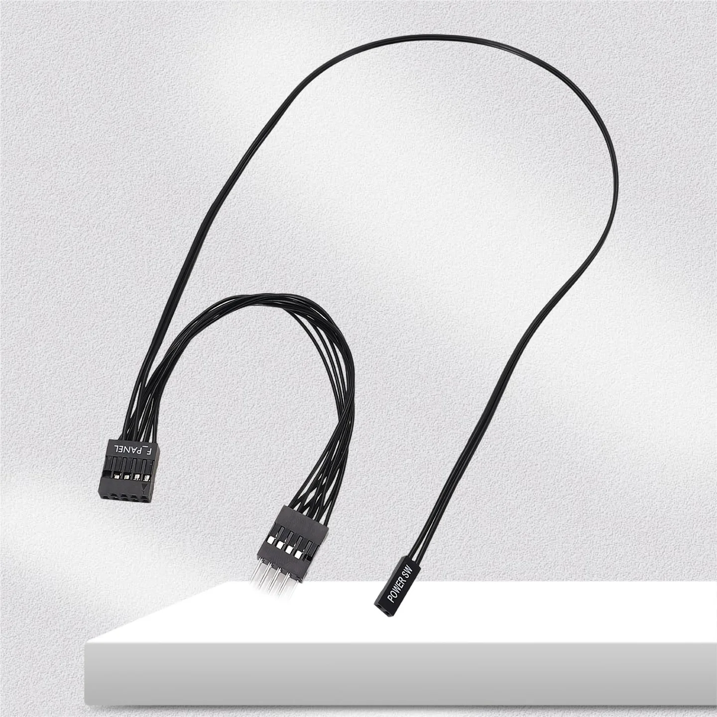 Angitu Front Panel MB USB 9Pin Power Switch Cable F_ront Panel Male to Female Extension Cable With Power SW On/Off Black White