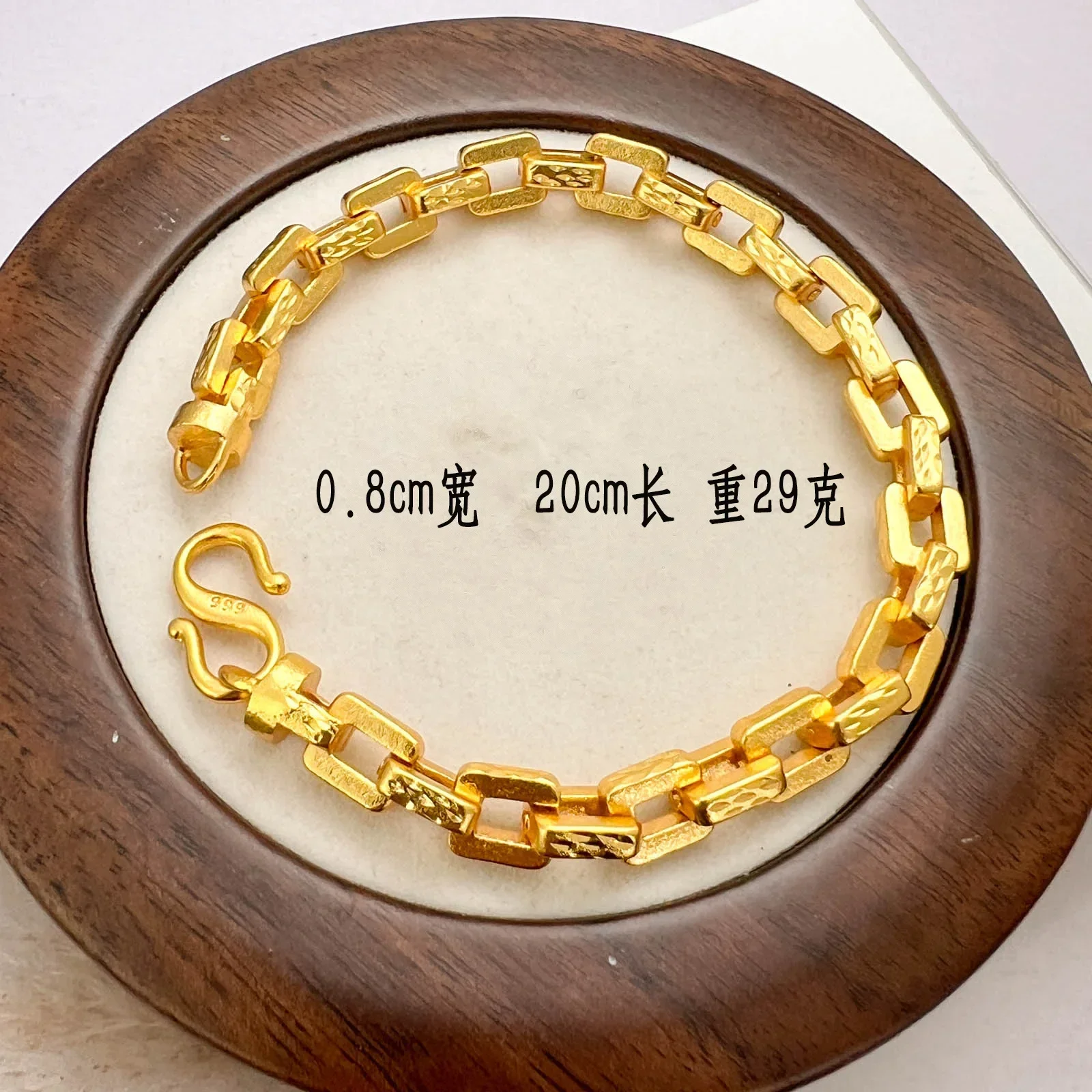 VivoGold VivoGold Luxurious 9999 24K real gold secret brand bracelet for men, square hand accessory, fashionable matching