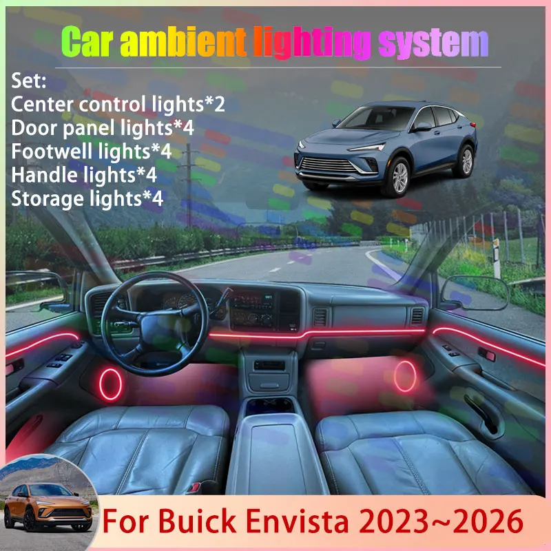 

For Buick Envista 2023~2026 2024 2025 2/24 in 1 Car Atmosphere Light Lamp RGB Shade Ensemble Streamer Atmosphere Set Auto Parts
