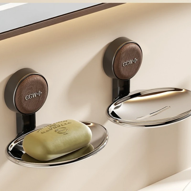 Suction-cup Wall-mounted Soap Dish for The Bathroom – No Drilling Required; Wall-mounted Soap Holder with Drainage