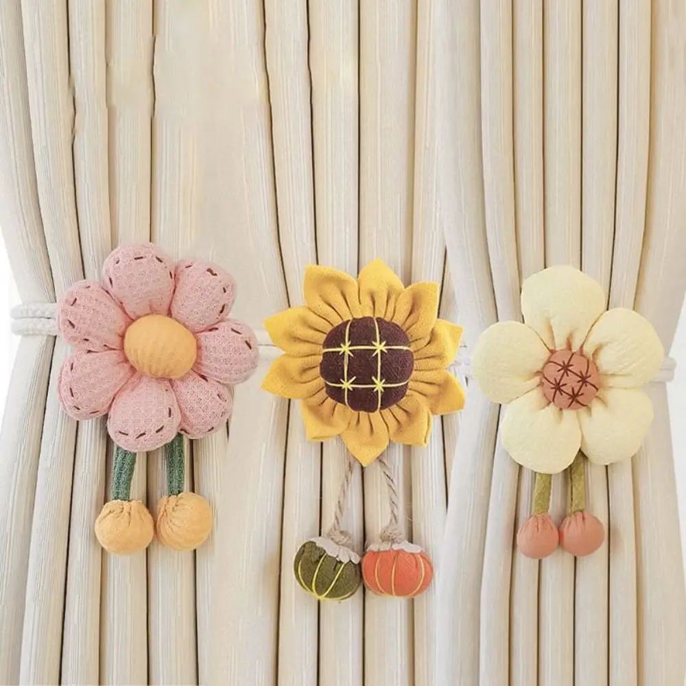 Fashion Adjustable Flower Shape Curtain Tieback Elastic Band Cartoon Curtain Buckle Curtain Rope Kids Room Home Decor