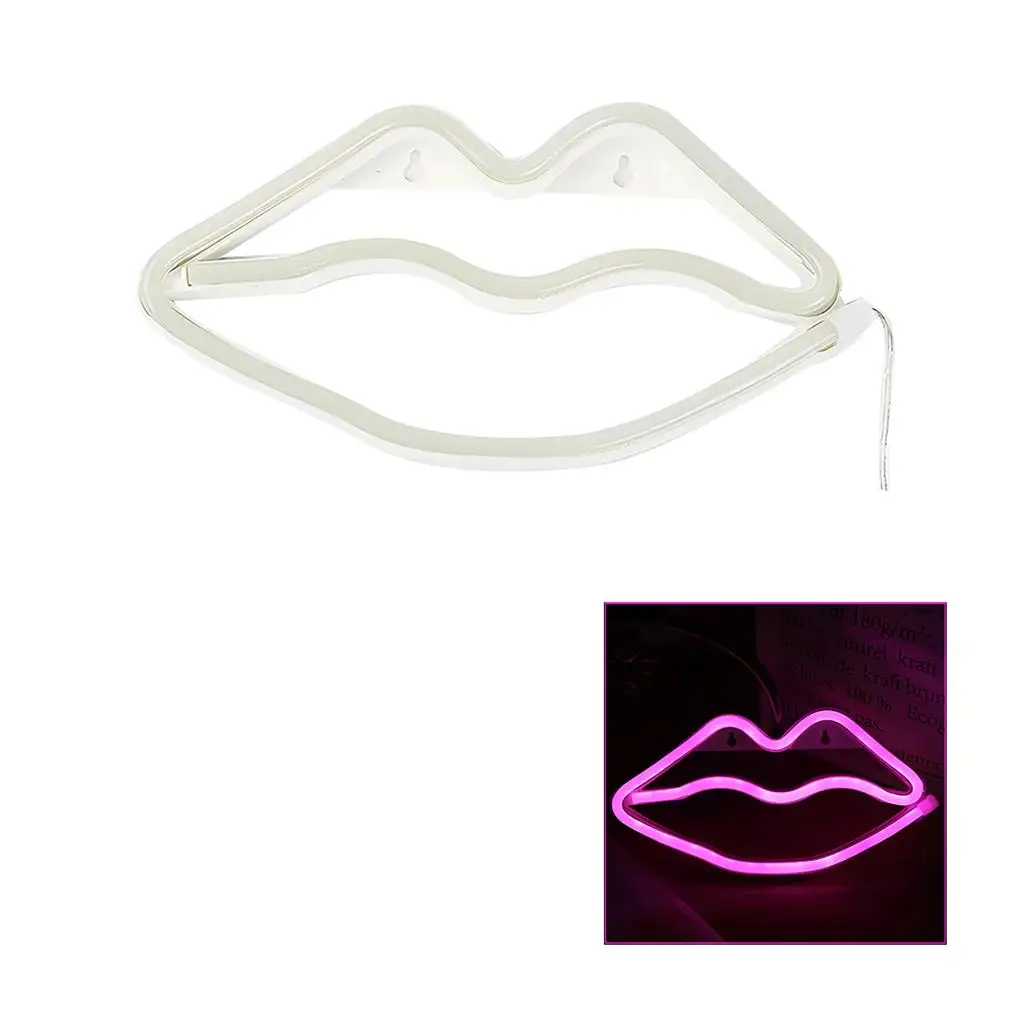 Lip Shaped Neon Light Scene Layout USB Battery-powered Glowing Decorations