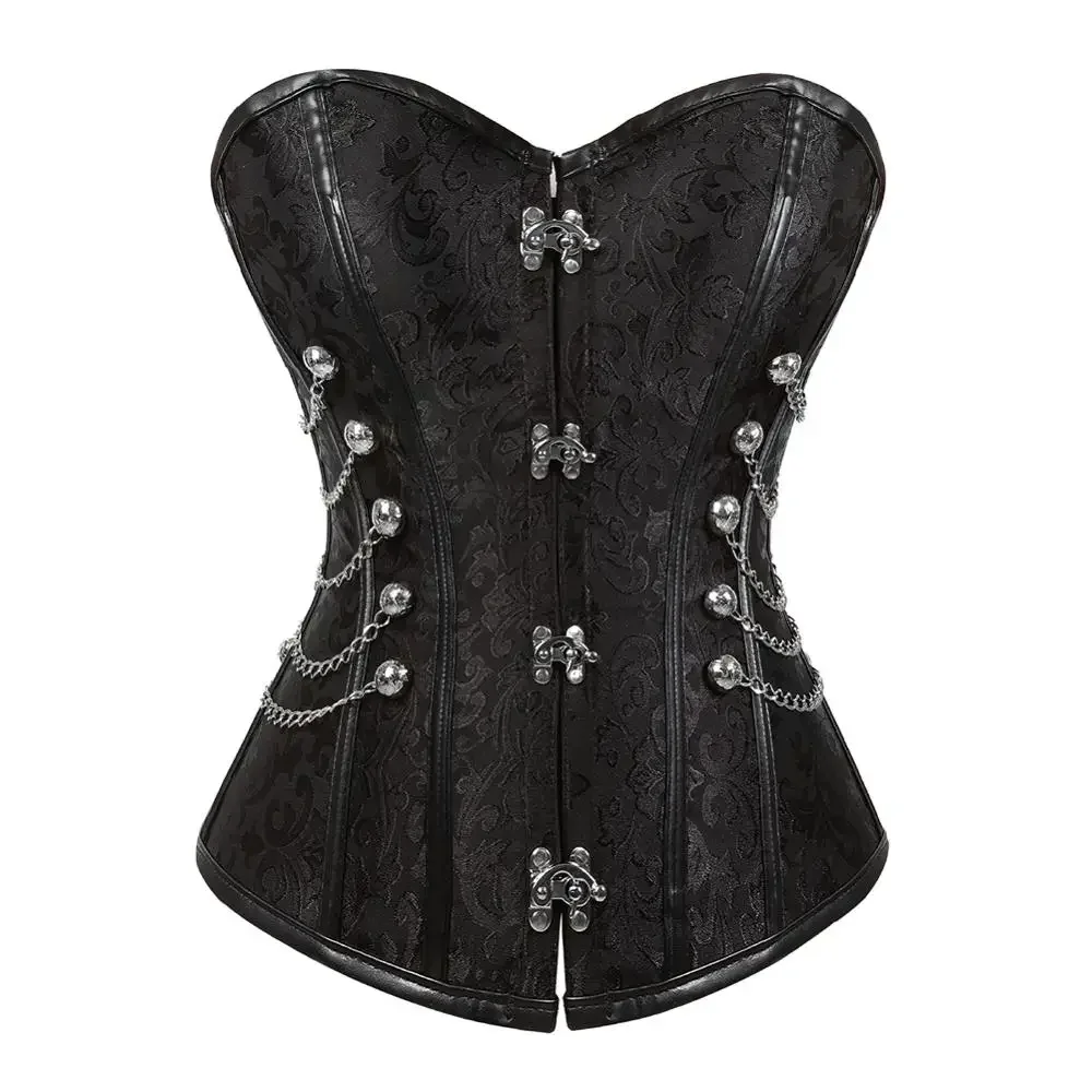 Corset Bustier Steampunk Corsets for Women Faux Leather Corselt Gothic Punk Corsage Steel Boned Overbust Party Outfits Plus Size