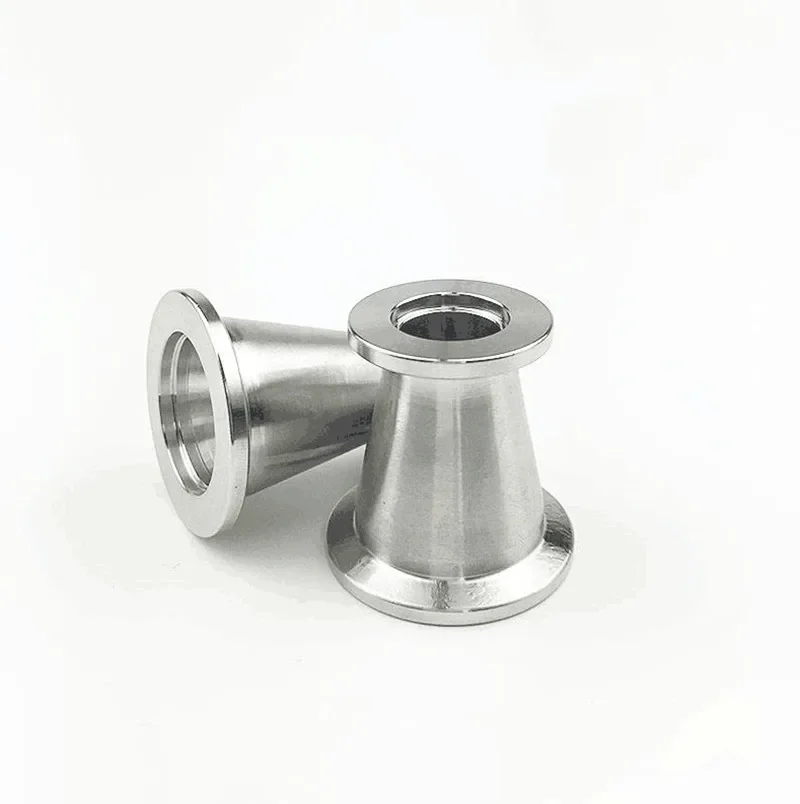 KF Vacuum reducing flange joint fittings, conical reducing stainless steel adapter, vacuum reducing three-clip pipe joint