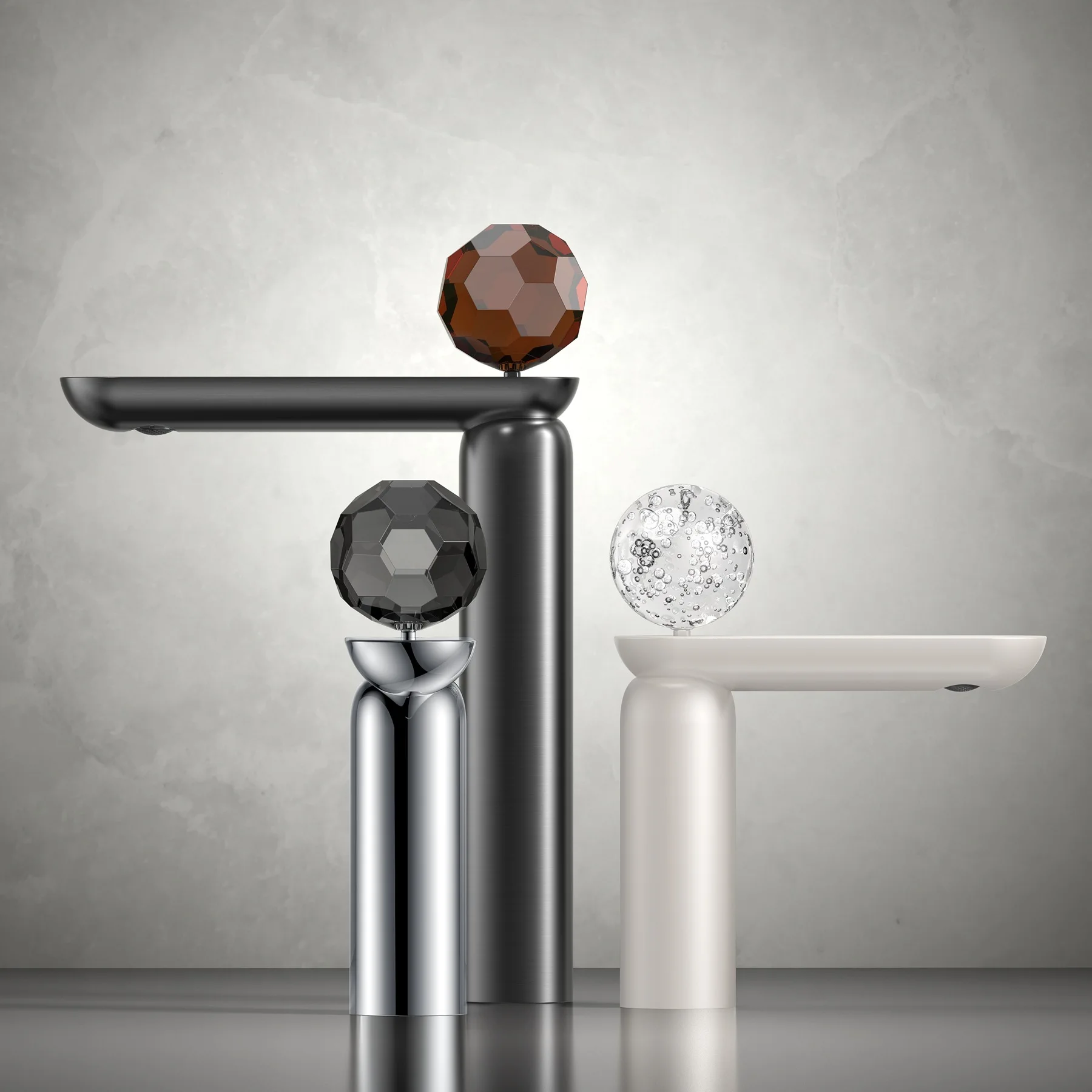 

Italian style crystal faucet, all copper brushed rose gold single hole faucet, countertop mounted hot and cold faucet GN925YM