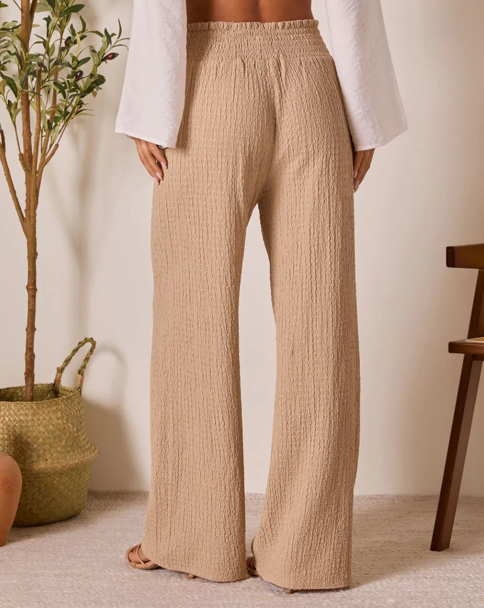 ミッドウエストストレートレッグカジュアル、秋冬新作、ゆったりとした万能な質感のワイドレッグパンツ、レディースロングパンツ