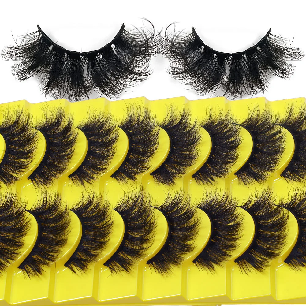 10 paires d'une seule pièce, style de cheveux explosifs européens et américains, épais, utilisation quotidienne sur scène, grands yeux, tige noire, faux cils