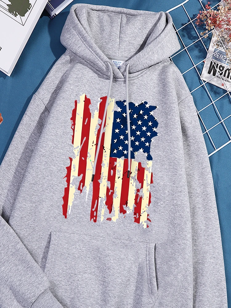 

The Battle Of The American Flag Printing Hooded Female Basics Loose Sport Shirts Leisure Comfy Sweatshirt Trendy Oversized Top