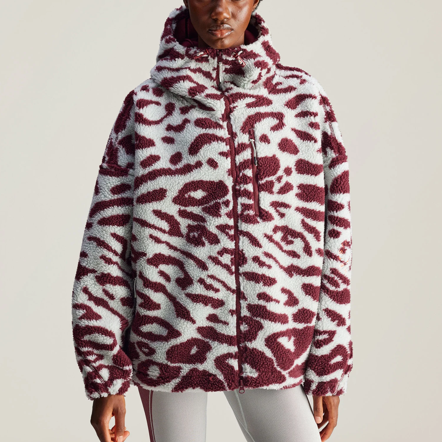 

Adidas genuine New Women's Faux Shearling Fashion Leopard Print Jacket IW3841