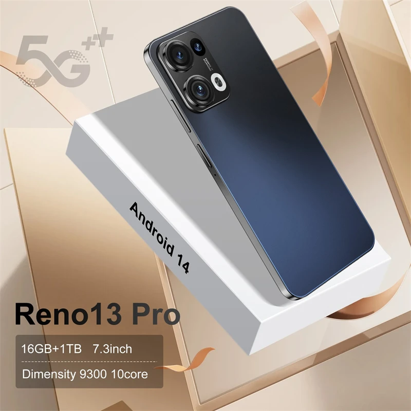 Reno13 Pro Global Version 2026 Screen 5G Smartphone 7.3 inch Full Cell Mobile Phones Phone 16TB+1TB 7800mAh 108MP Celulare EE29