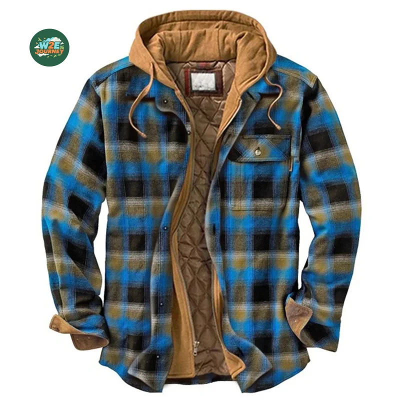 MAQVOB Mantel Antik Ukuran AS UE Kualitas Tinggi Pakaian Kerja Jaket Kemeja Kotak-kotak Bulu Flanel Pria Wanita
