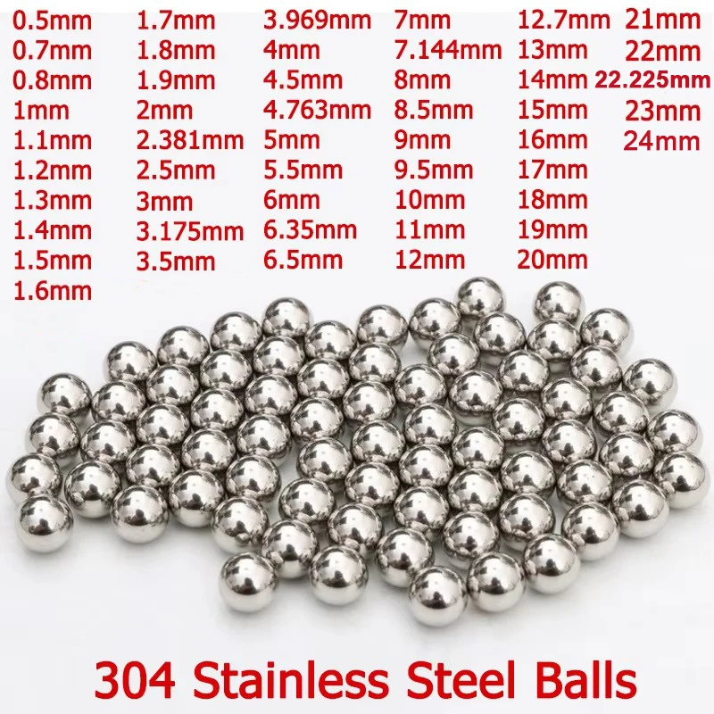 10-1000pcs 304 Stainless Steel Balls 0.5/0.7/0.8/1/1.5/2/2.381/2.5/3/4~24mm Solid Smooth Bearing Steel Ball Spherical Bead Balls