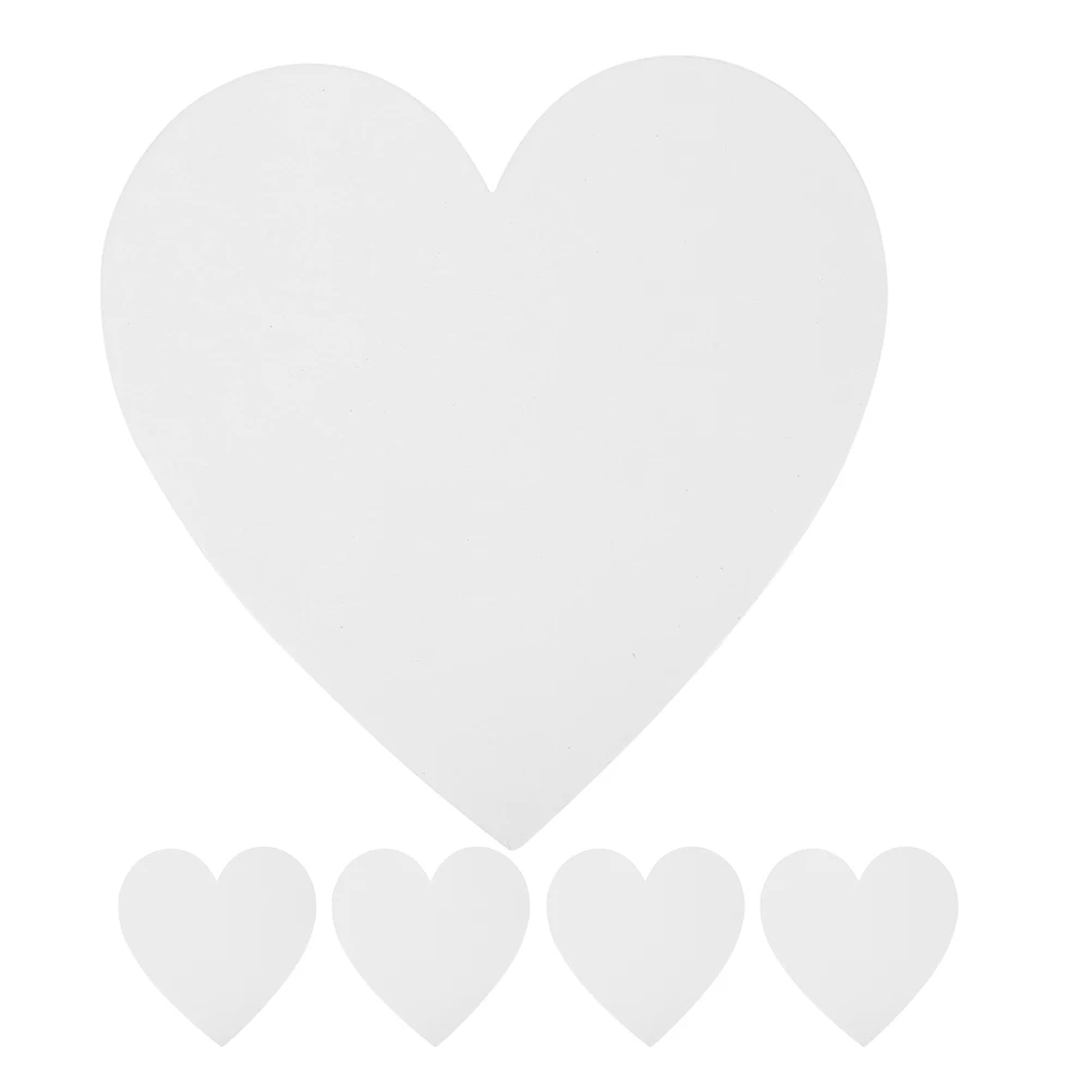 

5pcs Heart Shaped Canvas Panels For Artists Beginners Oil Painting Drawing White Artist Board Compatible With Acrylics Mini