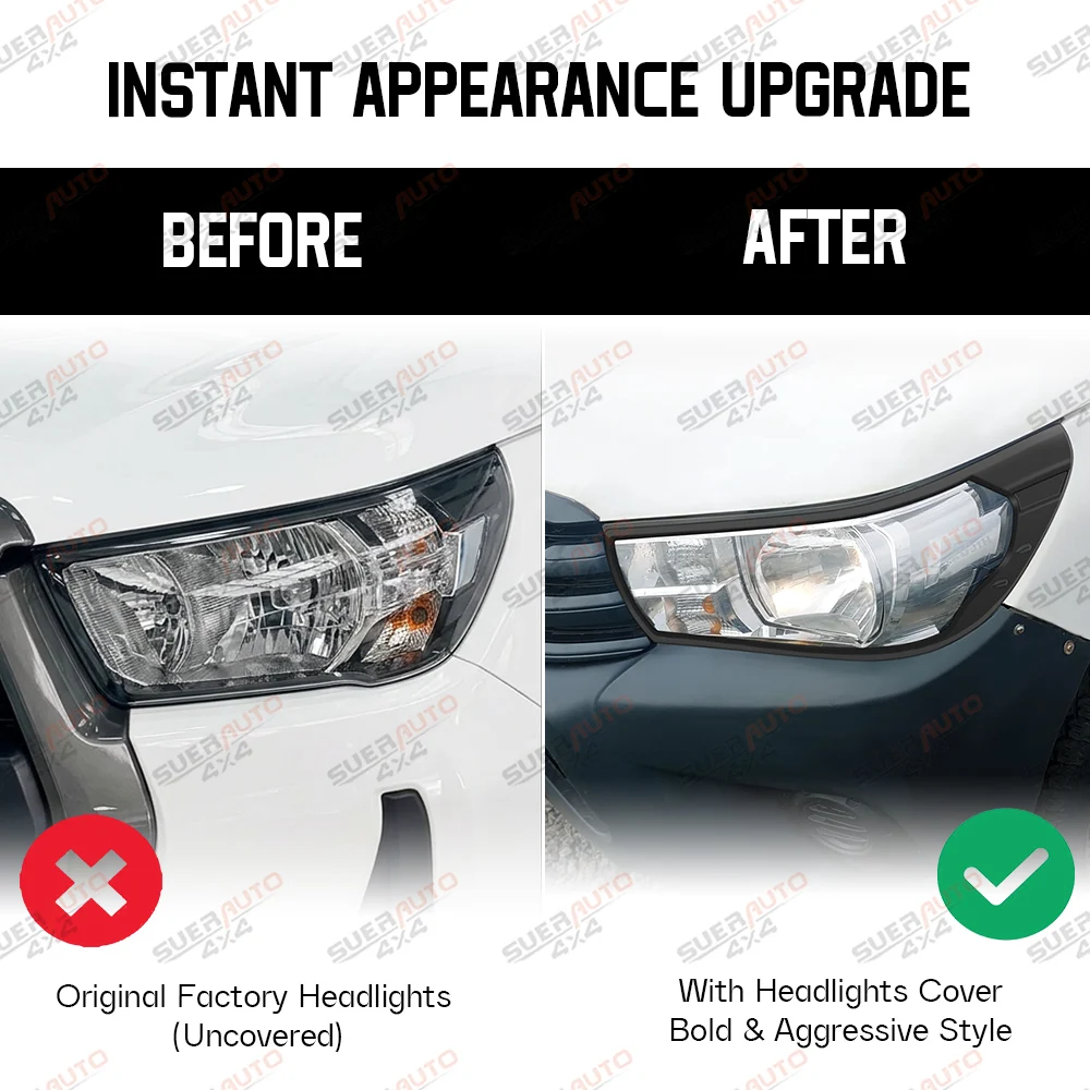 Matte Black Headlight Cover Trim for Toyota Hilux REVO Invincible Invincible X 2015-2018 Front Lamp Cover Car Accessories - view 5