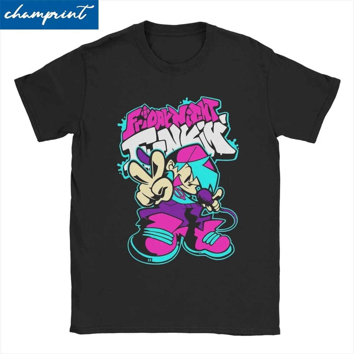 Boyfriend Game FNF Bf T-Shirts for Men Women 100% Cotton T Shirt Friday Night Funkin Short Sleeve Tee Shirt Plus Size Tops