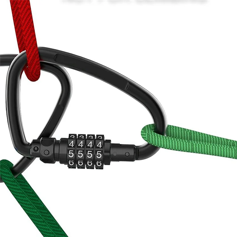 A93P Combination Locks, 4-Digit Heavy Duty Carabiner Clips, D-Shaped Code Lock for Looped Bike Security Cable Lock