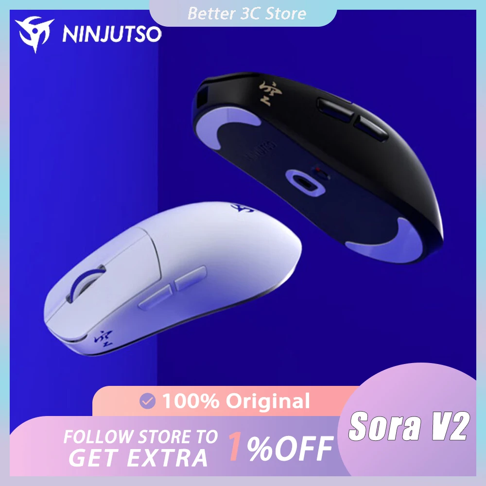 

Ninjutso Sora V2 Mouse Dual Mode Wireless 8k Paw3395 Gamer Mouse Lightweight Return E-Sports Pc Accessories Gaming Mice Man Gift