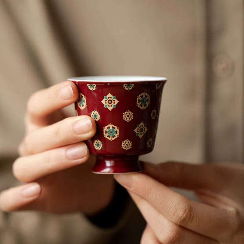 

Retro High-footed Tea Cups, Pure Handcrafted Ceramic Tea Tasting Cups, and Traditional Chinese Kung Fu Tea Sets