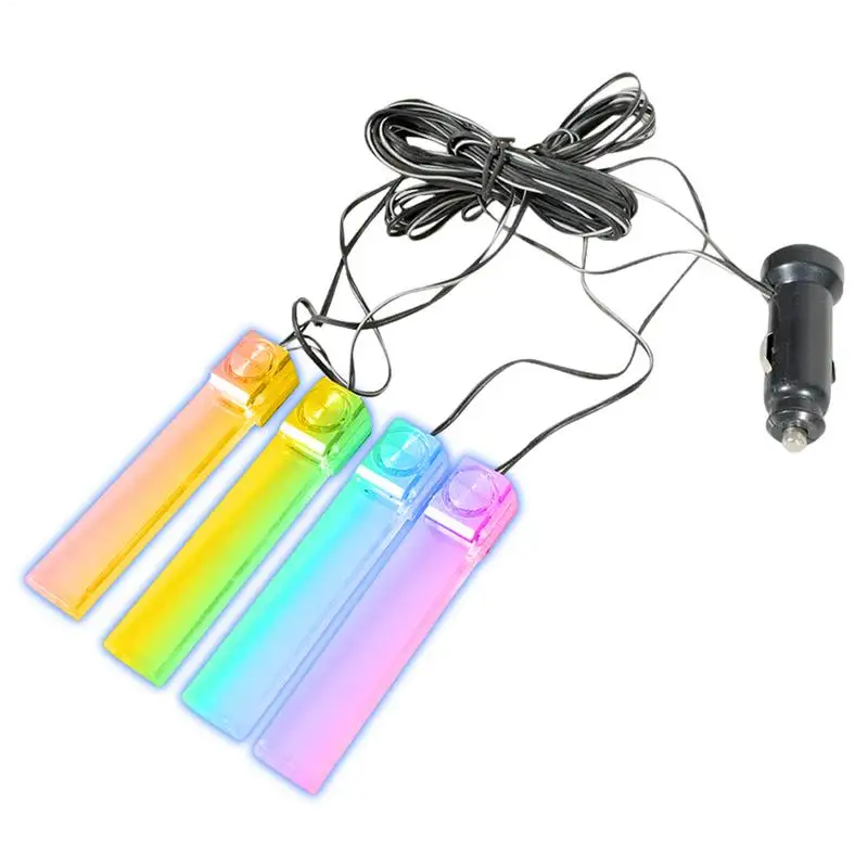 Lumières de pédale de voiture à LED, éclairage ambiant automatique, lumières RVB à l'intérieur de la voiture, intérieur automobile, 2 couleurs, 4 en 1