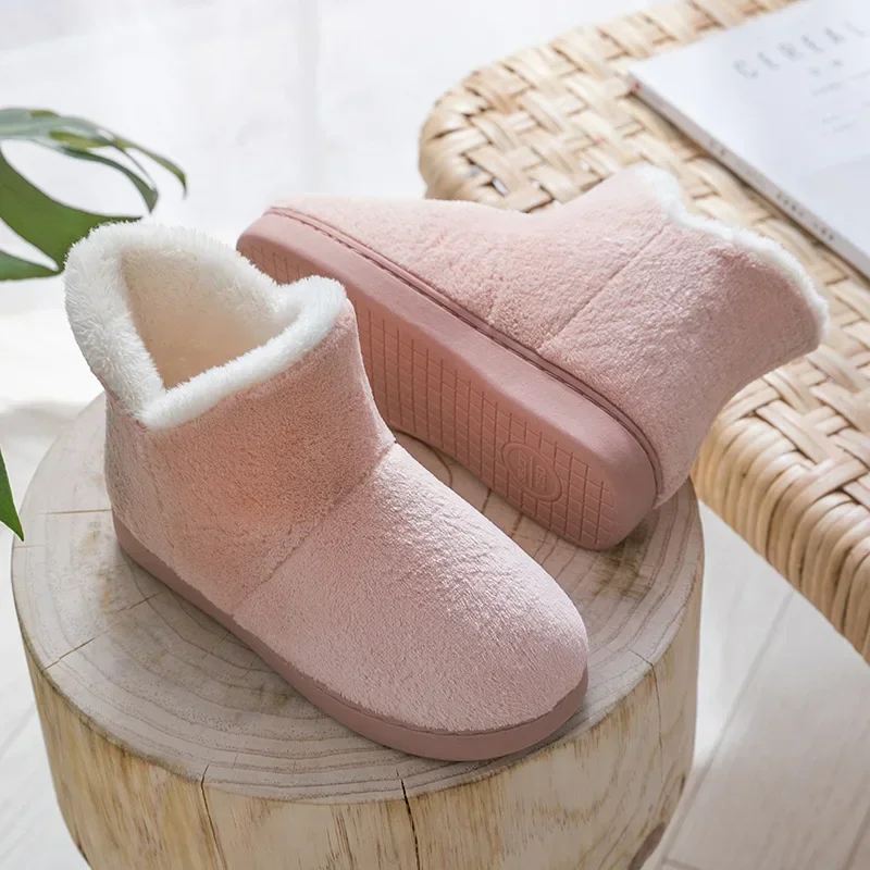 Pantofole invernali da donna calde peluche Slip-on High Top coppie scarpe da pavimento per la casa antiscivolo comode appartamenti stivali da donna