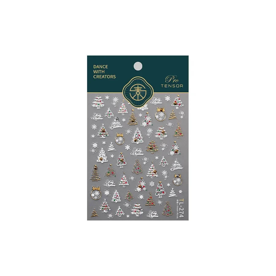 1 pz adesivi per decorazioni per unghie natalizie in oro di lusso stampa sulle unghie 5D laser fiocco di neve albero di Natale adesivo per nail art decalcomania fai da te