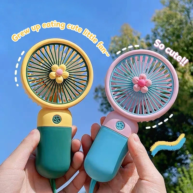 USB Rechargeable Mini Fan Handheld Size Quiet Operation Plastic Material for Travel Office Bedroom Personal Cooling