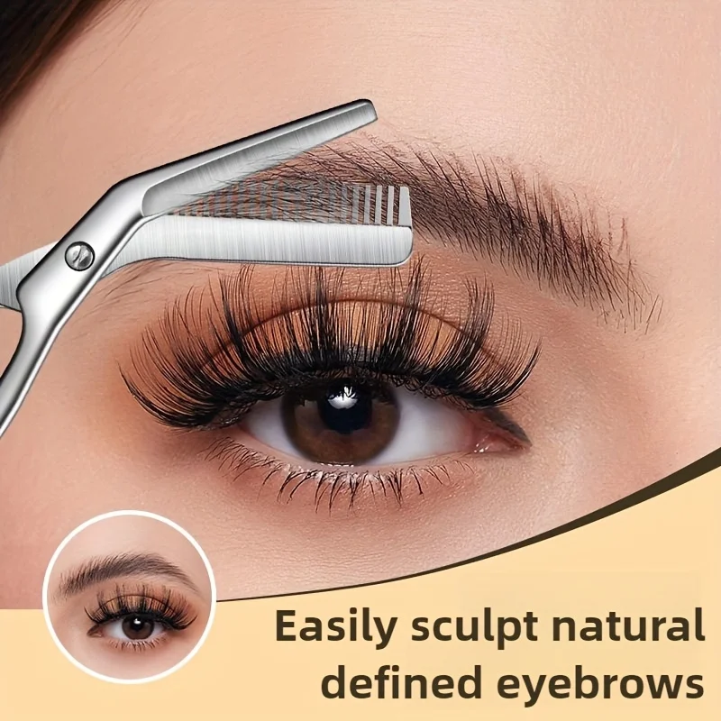 【Special Price】1/2 Piece Set Stainless Steel Eyebrow Razor Makeup Scissors Eyebrow Razor Eyebrow Comb Eyebrow Brush Stainless Steel Eyebrow Scissors Anti-Cutting Injury Prevention Eyebrow Makeup Tools Special for Eyebrow Trimming Christmas Halloween Gift
