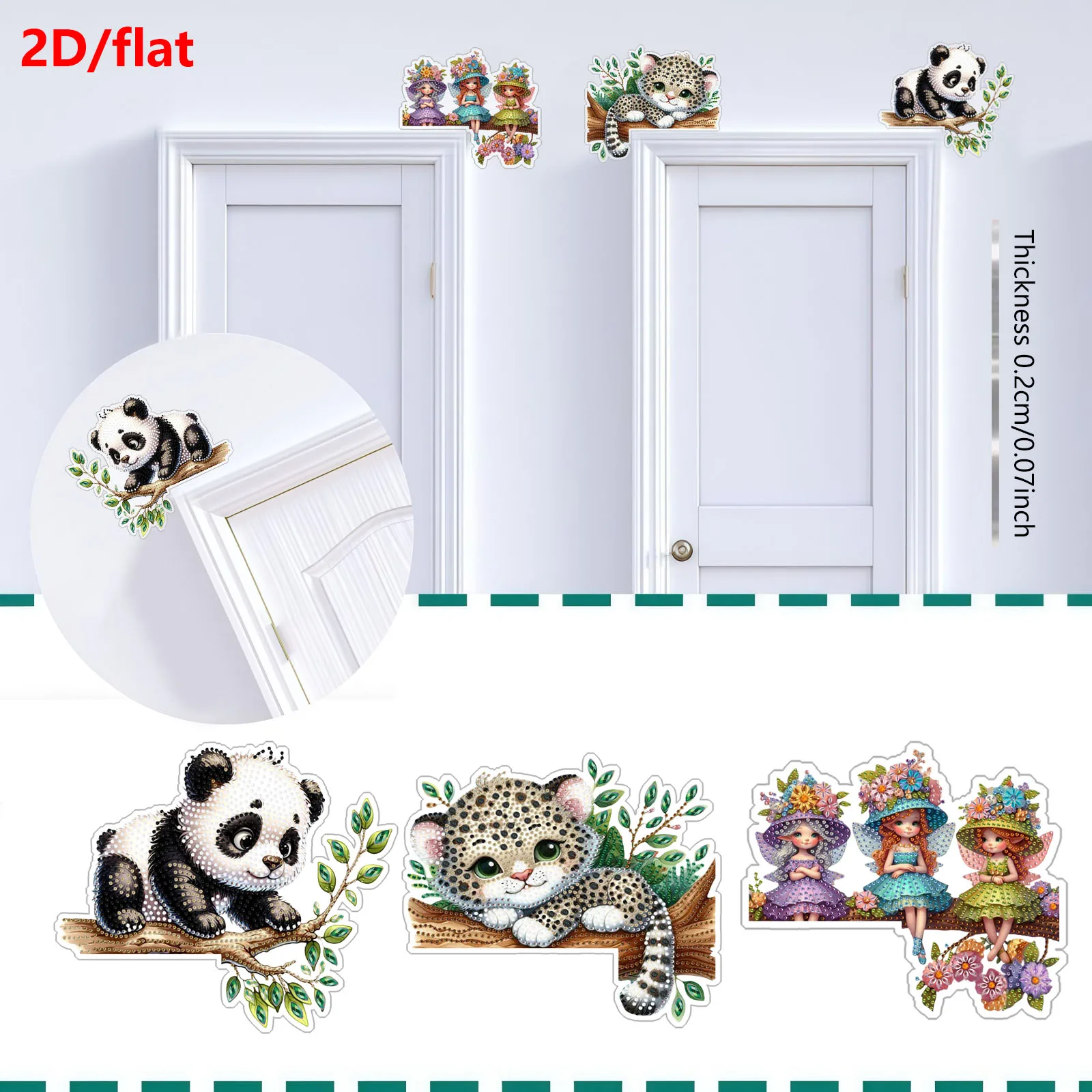 1 مادة أكريليك مسطحة ثنائية الأبعاد يمكنك صنعها بنفسك، مجموعة أدوات رسم على شكل حيوانات وجنية وماسية، مناسبة لتزيين الجدران الداخلي/الخارجي أو الزاوية. #4