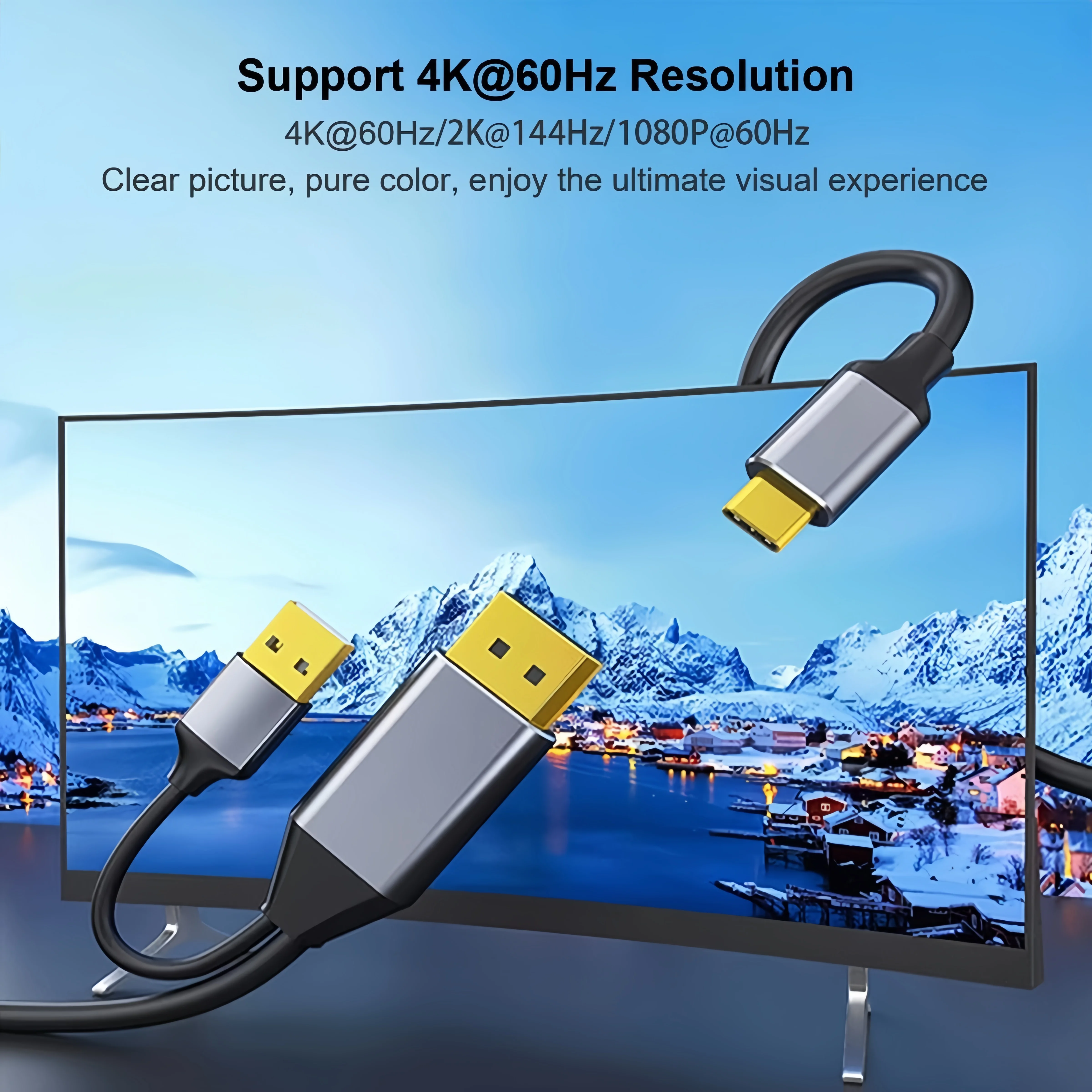 Ondersteunende aanraakfunctionaliteit DisplayPort naar USB-C-kabel 4K60Hz met USB-kabeladapter voor Nreal Air VR MacBook Pro/Air 2020