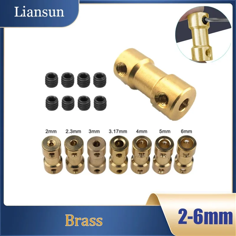 

5pcs Brass Rigid Motor Shaft Coupling 2mm 2.3mm 3mm 3.17mm 4mm 5mm 6mm Coupler Motor Transmission Connector with Screws
