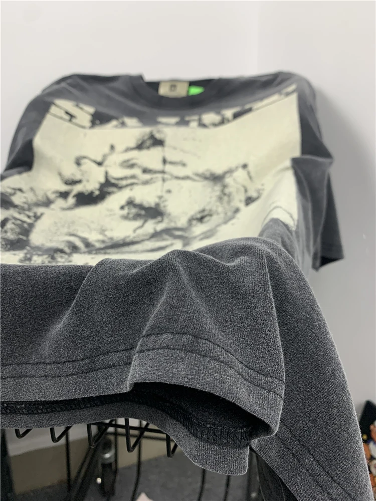 الرجال النساء النسيج الثقيل للجنسين تي شيرت علوي 2025ss سانت تي شيرت