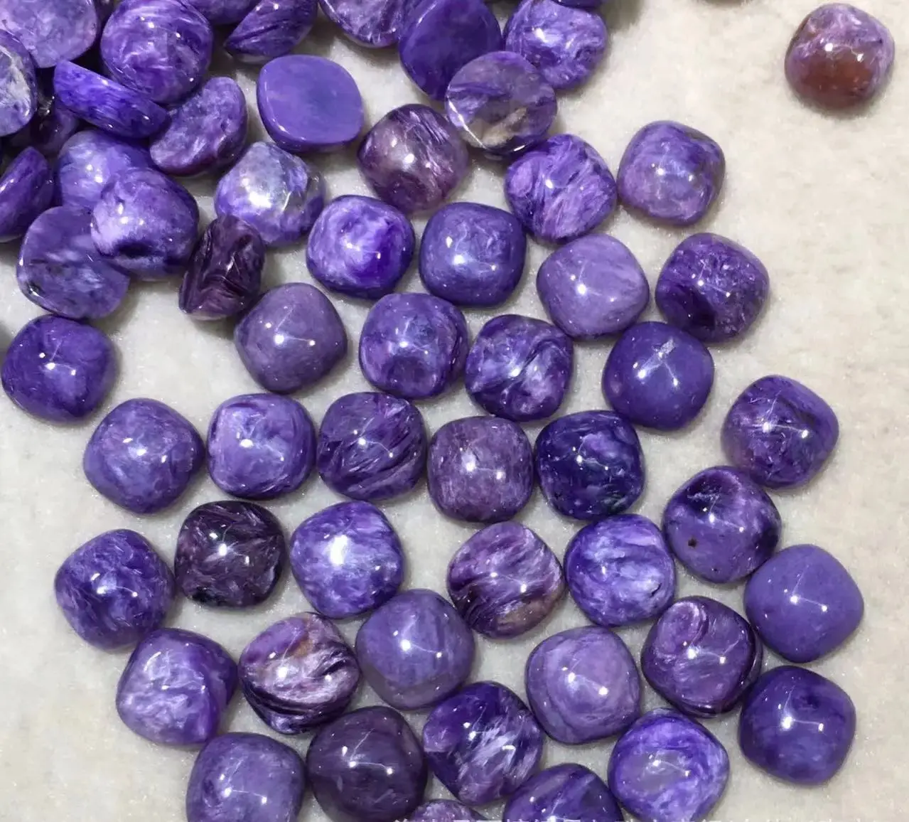 SELL!! 2pcs Natural Charoite Bead Cabochon 7mm 8mm Square Cushion Cabochon Bead, Gem stone Jewelry,Bead Cabochon,Ring Face