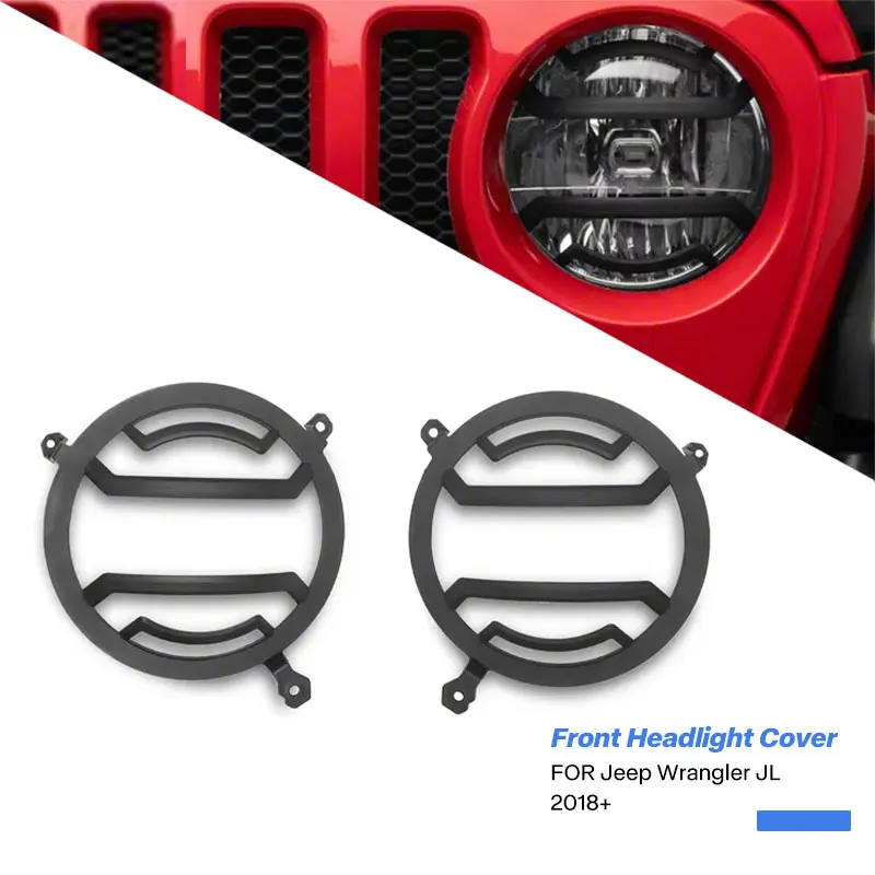 

1 Pair Off-road Black Head Lamp Aluminum Alloy RR Style LED Trim Lamp Guard Front Headlight Cover for Jeep Wrangler JL 2018