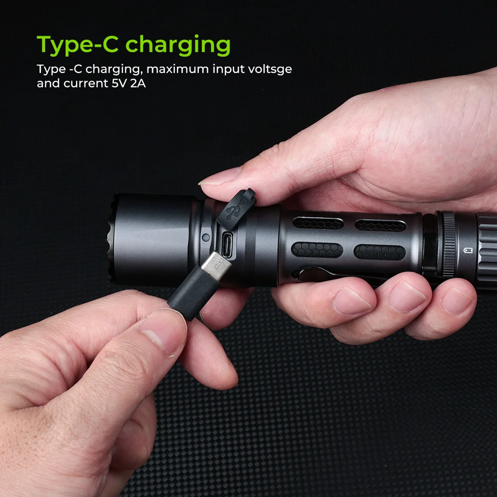 Wurkkos T1 Tactical Flashlight 5500 Lumens 4 Lighting Modes with Pen Clip Waterproof USB Charger High-Power LED Flashlight