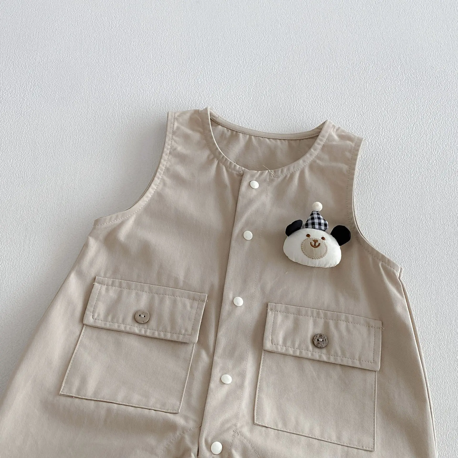 2026 New Fall Boys Overalls Romper | Toddler Cartoon Pocket Wide Strap Jumpsuit | Korean Style Baby Romper