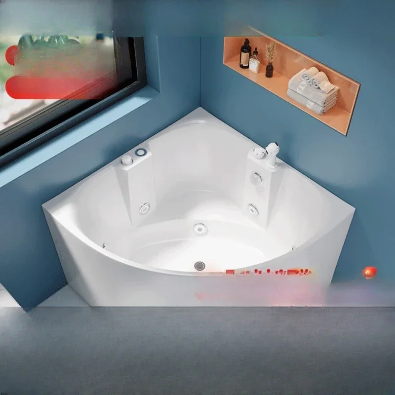 Bathtub Household acrylic Japanese spa Jacuzzi Small apartment adult seated hotel triangular round bathtub, faucet cylinder