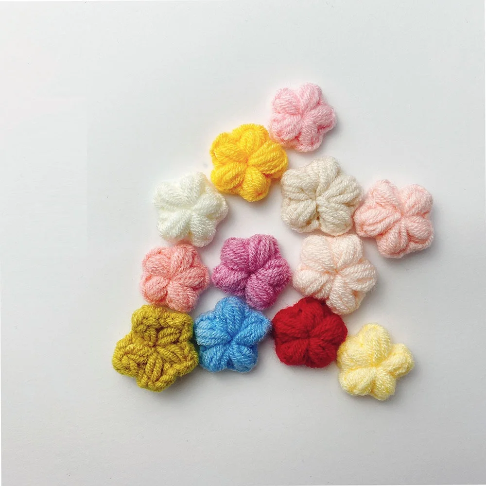 15PCS Puffy Little Flower Sweater Coat Clothing Dress Skirt Shoes Bag Decoration Small Flower Headdress Hair Accessories Flower