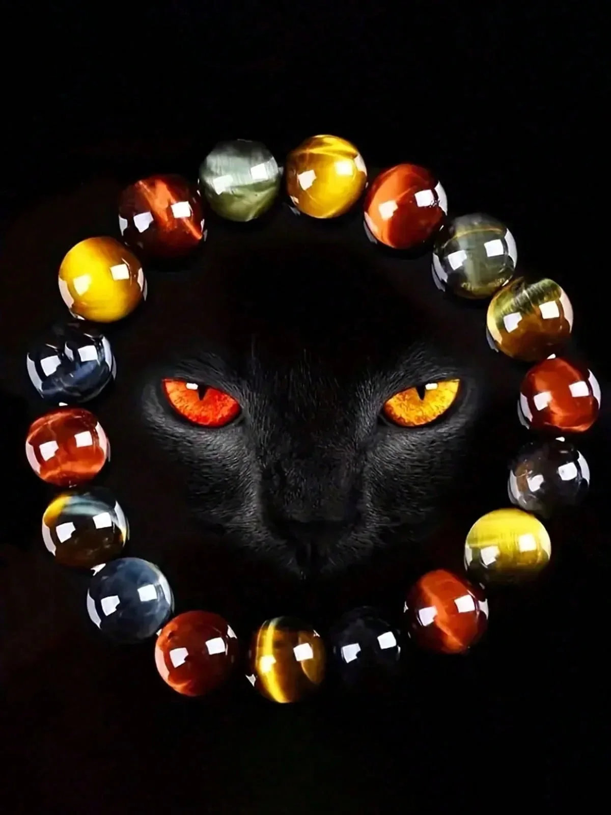 سوار حجر عين النمر الملون الطبيعي سوار حجر عين القطة هو هدية عظيمة لكل من الرجال والنساء