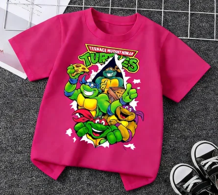 Nickelodeon Hot-selling 'Teenage Mutant Ninja Turtles' Cartoon Print Short-Sleeved Children's Pure Cotton T-Shirt, Top
