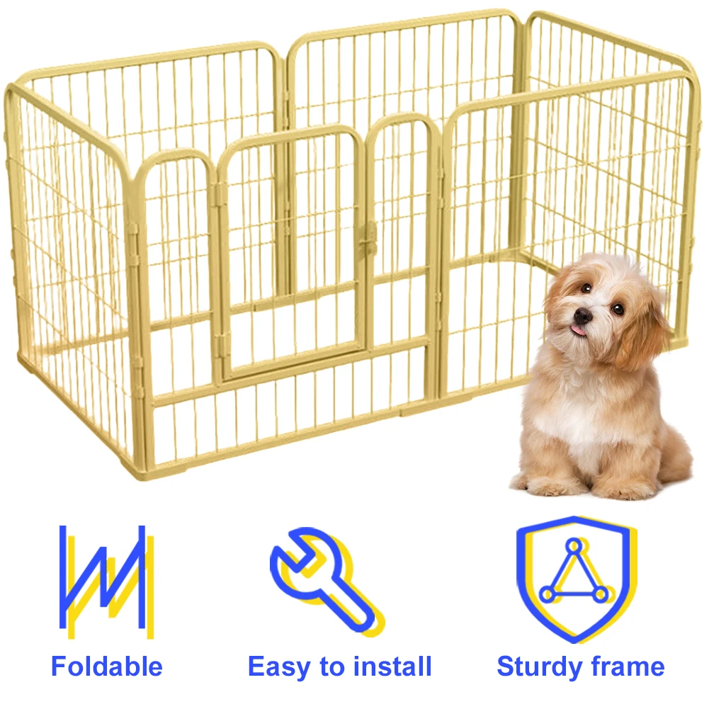 

6 Panels Foldable Detachable Play Pen Heavy Duty Dog Puppy Playpen Exercise Puppy Kennel Cage for Dog Cat Rabbit Pet Exercise