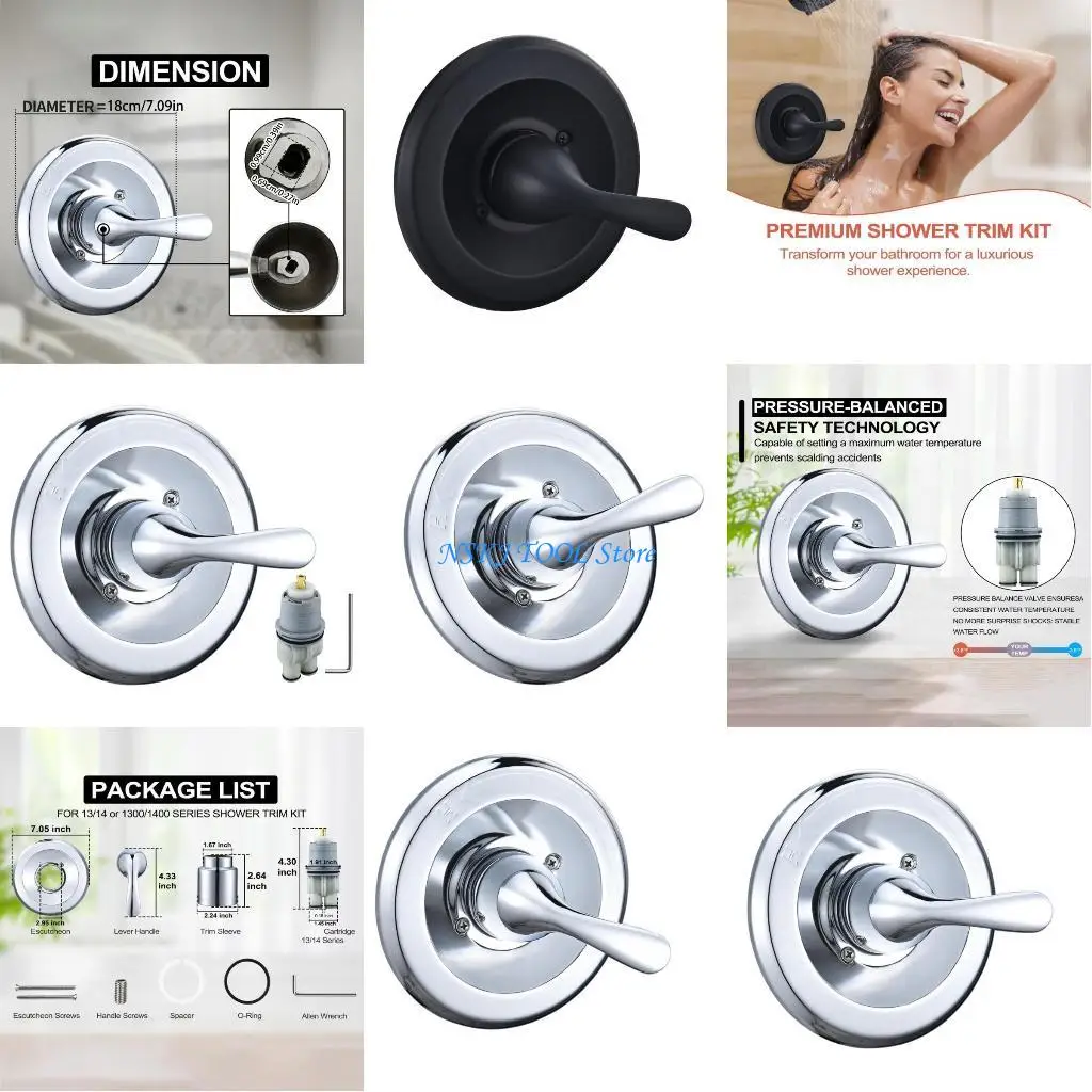 

L8RC Комплекты накладок для душевых клапанов из нержавеющей стали Ручка для отделки ванной комнаты для серий R10000 и 13/14