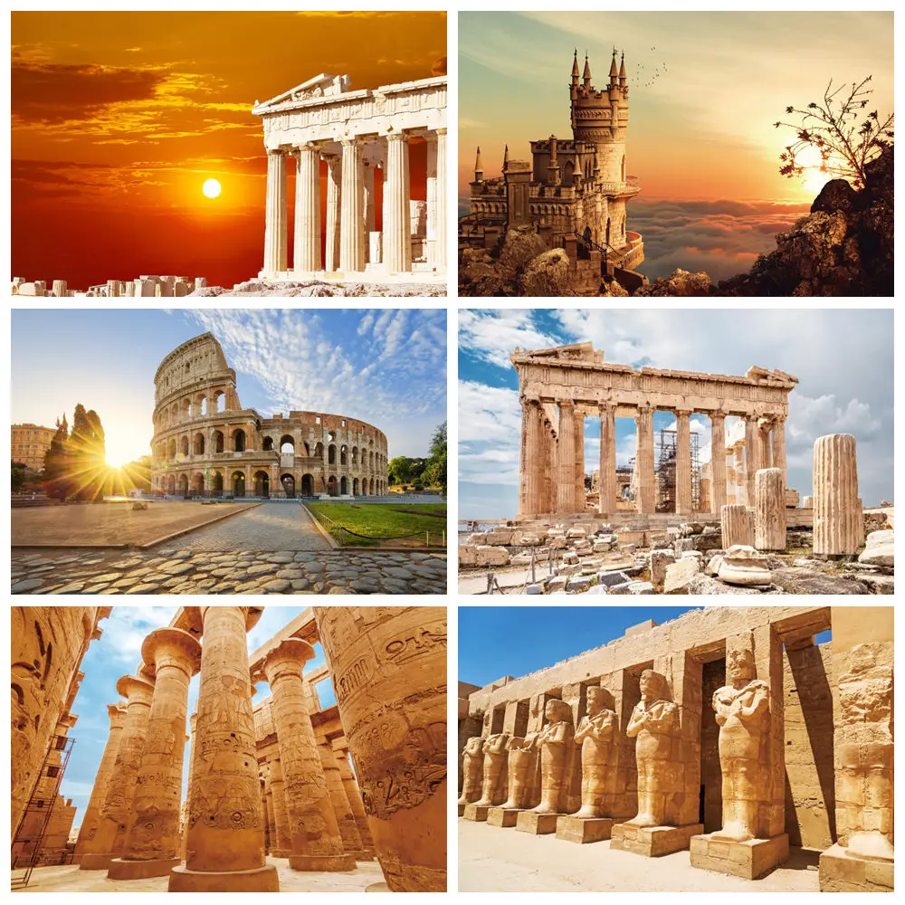 

Ancient Roman Greece Architecture Backdrop Sunset Colosseum Medieval Nature Desert Ruin Parthenon Photography Background Banner