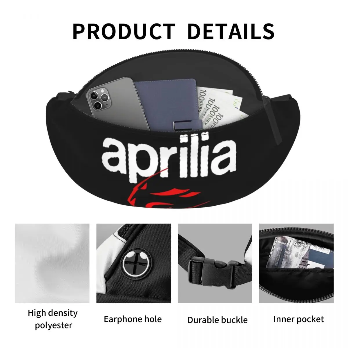 Aprilia Factory Motorbike Strap Bag Stuff Casual para mujer, bolsas de dumplings, nuevo