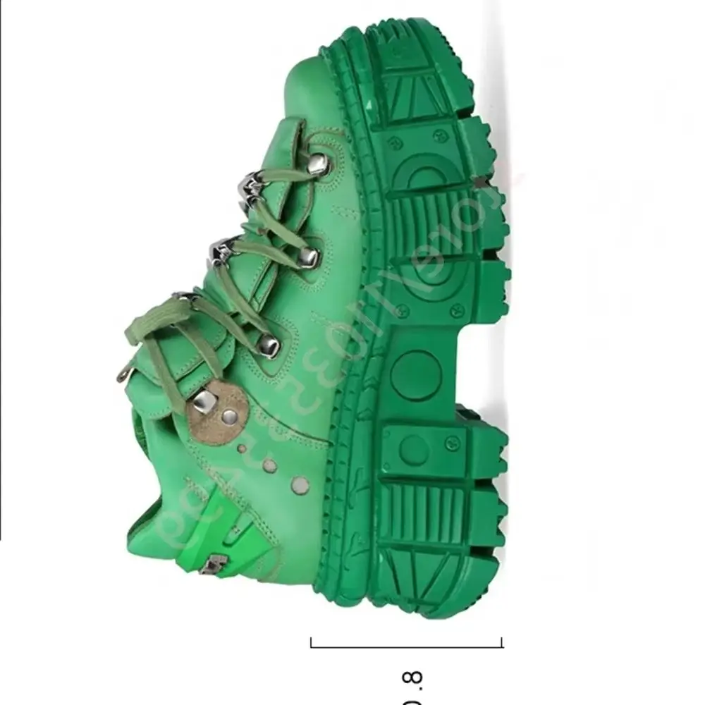 

Короткие ботинки Y2K на толстой подошве с заклепками в стиле панк, новинка 202, осенняя спортивная повседневная обувь с круглым носком, модные ботильоны на шнуровке